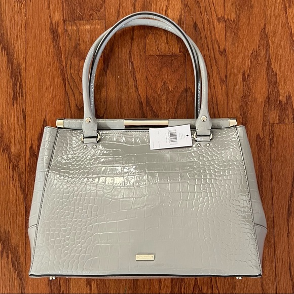 NWT Kate Spade Constance Knightsbridge Embossed Croc Leather Handbag Soft Taupe - Picture 2 of 10